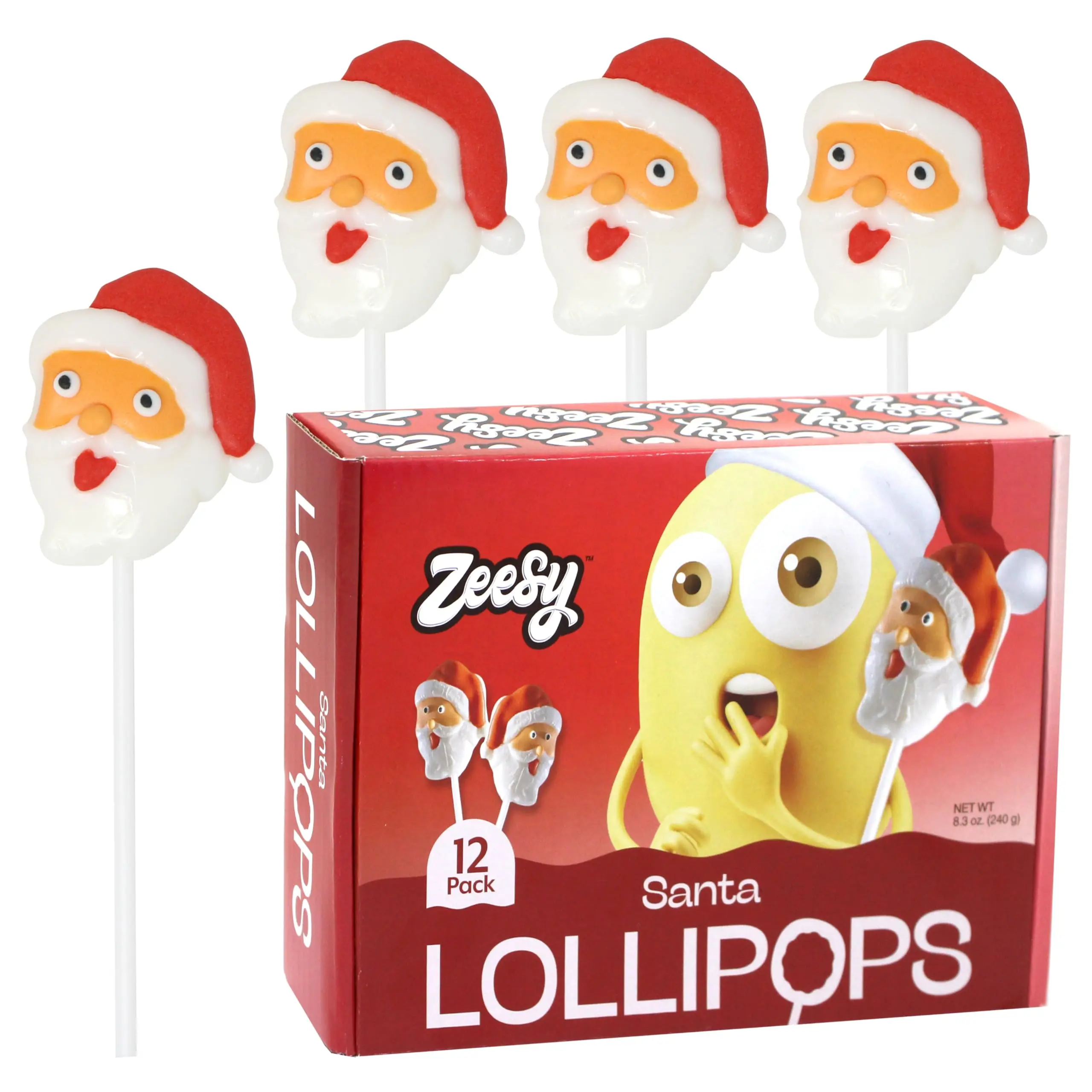 Zeesy Santa Novelty Candies - 12-Pack Individually Wrapped Sweet Tasty Snack, Christmas Stocking Stuffers, Holiday Party Favors
