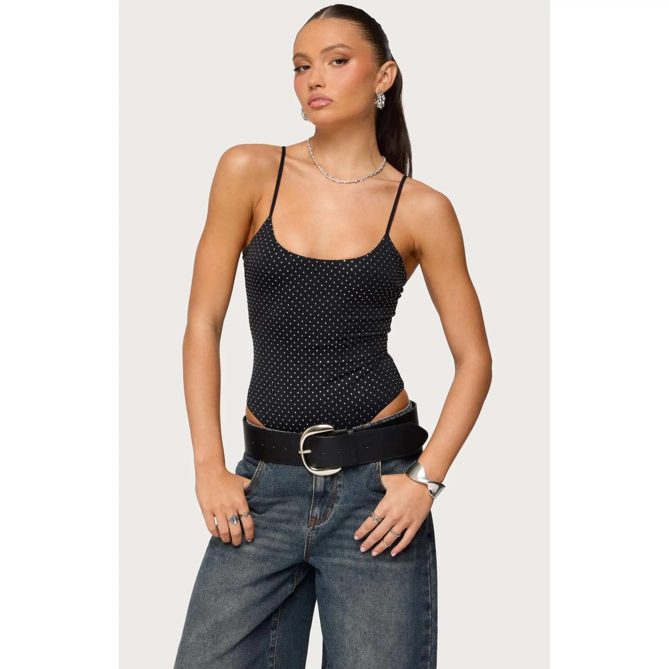 Edikted Women's Georgey Rhinestone Bodysuit