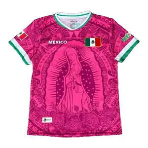 Women's Mexico Virgen Bubble Gum Pink Jersey 2026 – Iconic Virgen Graphic Football Shirt – Lightweight Breathable Polyester Streetwear Soccer Jersey for Women