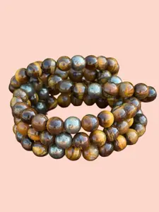 Tigers Eye and Pyrite Stretchy Crystal Bracelet 7-7.5 Inch Single or Bulk