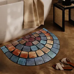 Modern Semi-circular Non-slip Entrance Carpet Woven Home Front Door Mat, Outdoor Living Room Anti-fouling, Square Algae Mud Mat, Non-slip, Easy To Clean, Semi-circular Door Mat, Suitable for Indoor/outdoor Use