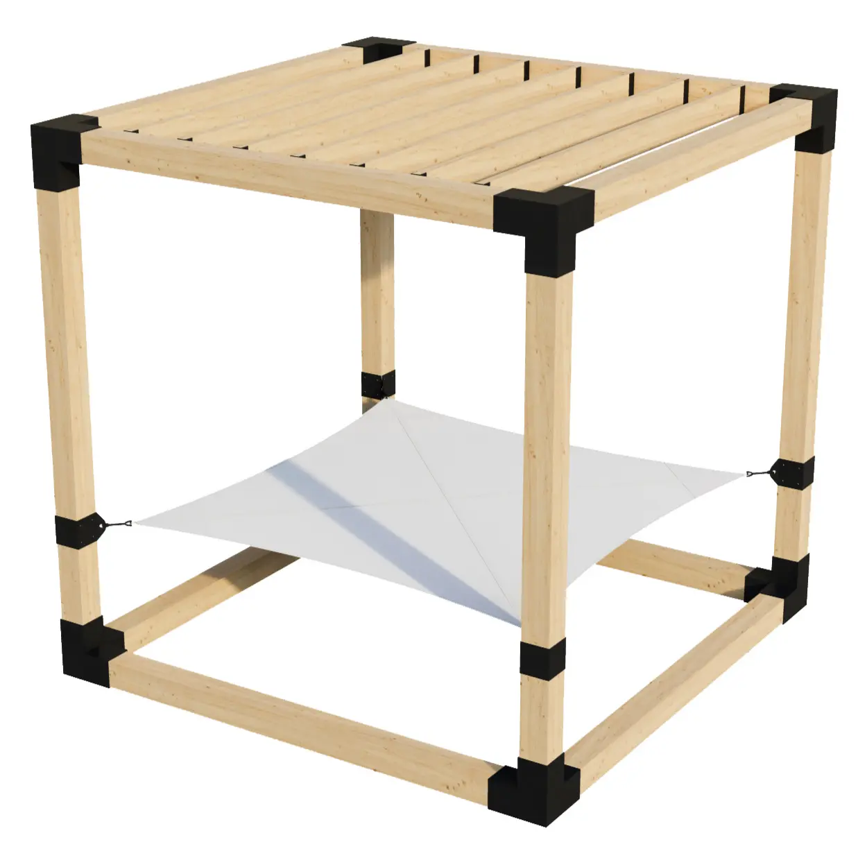 2-Person Pergola Hammock Kit with Inline Roof Rafters (for 6x6 Wood Posts)