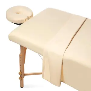 3- Microfiber Massage Table Sheet Set -  Facial Bed Cover - Includes Flat and Fitted Sheets with  Cradle Cover -