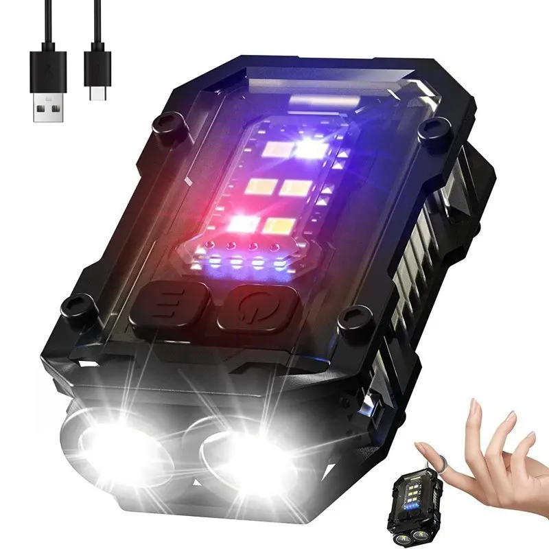 1 Count LED Magnetic EDC Clip Flashlight, Mini Keychain Flashlight, USB Rechargeable LED Flashlights, 8 Modes COB Running Safety Lights for Night Working, Running & Camping