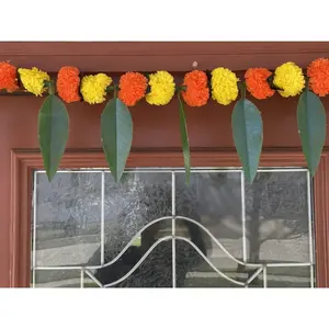 Elegant Marigold Door Toran with Mango Leaf Accents | Perfect for Diwali, Navratri, Pooja | Cherish Traditions with Vibrant Decor