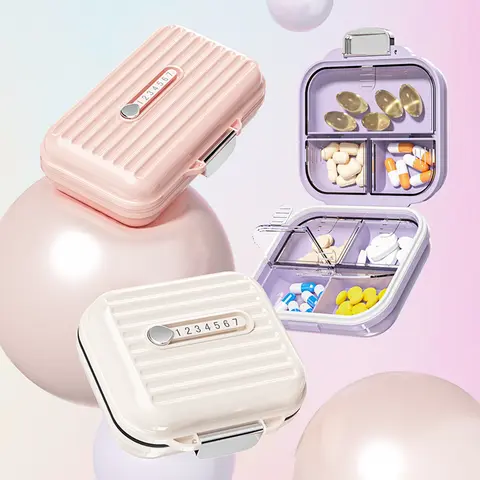 7-Grid Compact Durable Locking Plastic Moisture-Proof Pill Organizer - Medical Organizer, Supplement Holder, Portable Travel Home Supplies Storage Box