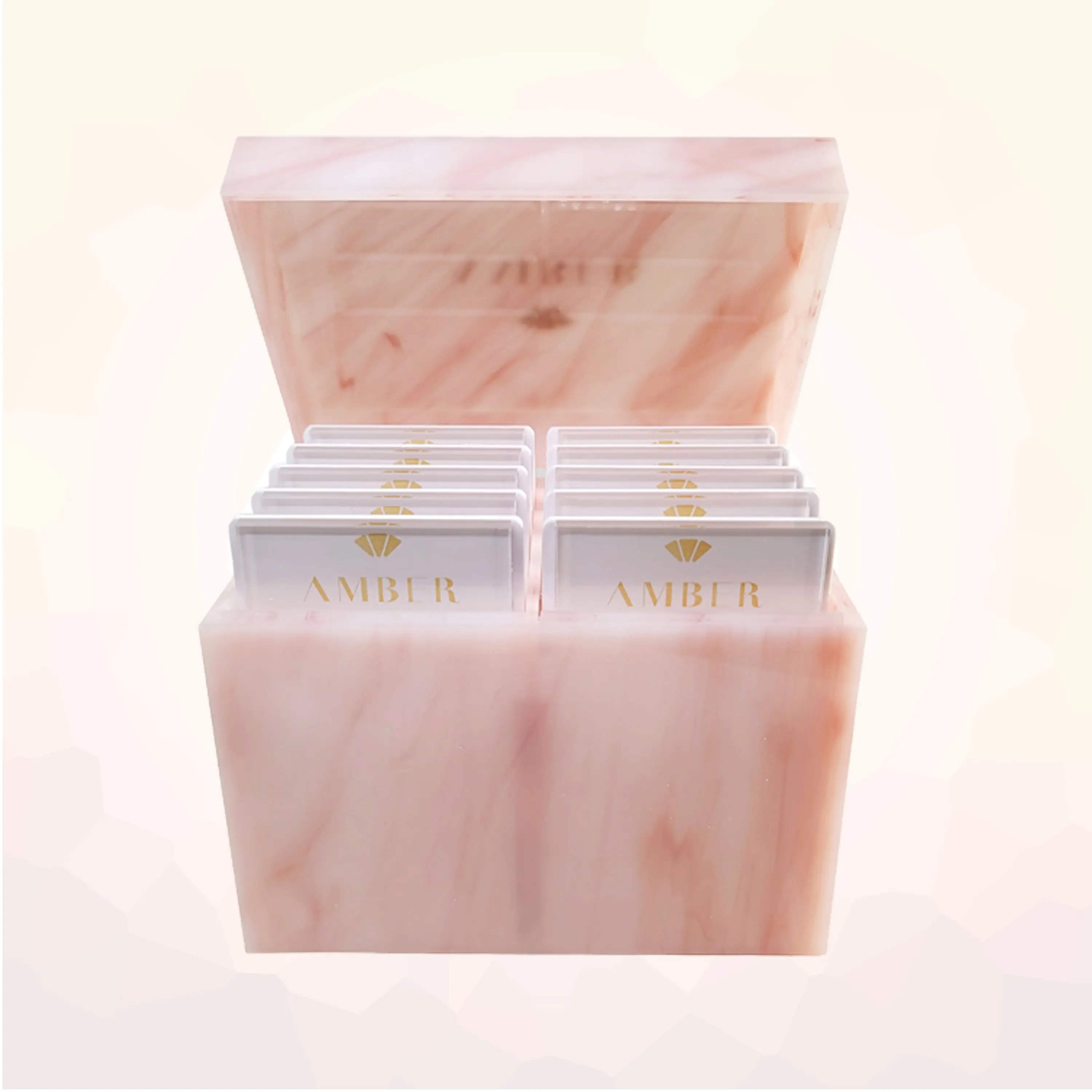 Amber Lash Pink Marble Lash Storage Box - 10 Layers