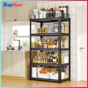 Raybee Furniture 5 Tier 72" Metal Garage Shelving Units, Garage Shelf Free Standing Utility Rack 1550-2000LBS Capacity, Adjustable Storage Shelves Organiser for Pantry Garage Basement Kitchen Organization