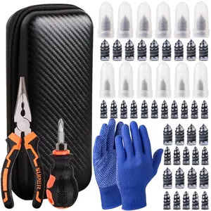 100 Pcs Tire Screw Plug Repair Set,No Tire Removal Needed,Tire Sidewall Repair Kit,Patch Plug Tools & Portable Storage Bag,Quick Flat Tire Fix for Car,Truck,Motorcycle & SUV,Father's Day Gift