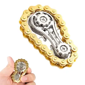 Stress Relief Fidget Toy Bicycle Chain Finger Spinner, Silent Cnc Stainless Steel Gear Desk Toy, Adult Steam Punk Decorative Tool, Steel Finger Slider, Metallic Finger Spinner