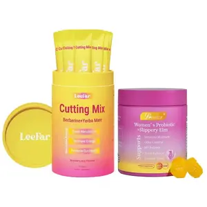 LeeFar Cutting Drink Mix Strawberry Açaí Flavor 30 Servings Combine With Women's Probiotic Gummies With Slippery Elm 60 Gummies