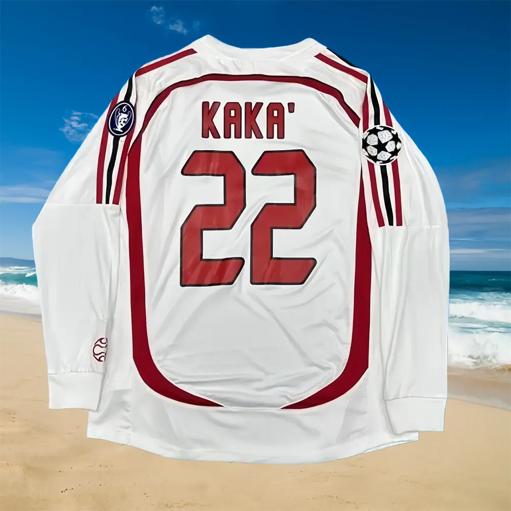 06-07 Season Away White Kaka #22 Long-Sleeve Soccer Jersey