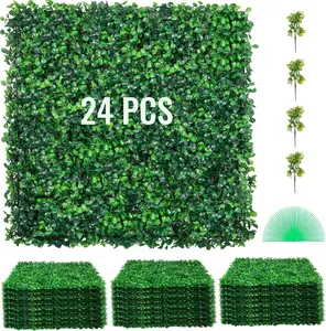 VEVOR Artificial Boxwood Panels 24 PCS 20"x20" Boxwood Hedge Wall Panels for Decoration of Outdoor, Indoor, Garden, Fence & Backyard Decorating Home Goods