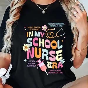 100% Cotton In My School Nurse Era Nursing School Student Nurse Life T-Shirt Women'S Men'S Graphic Tee