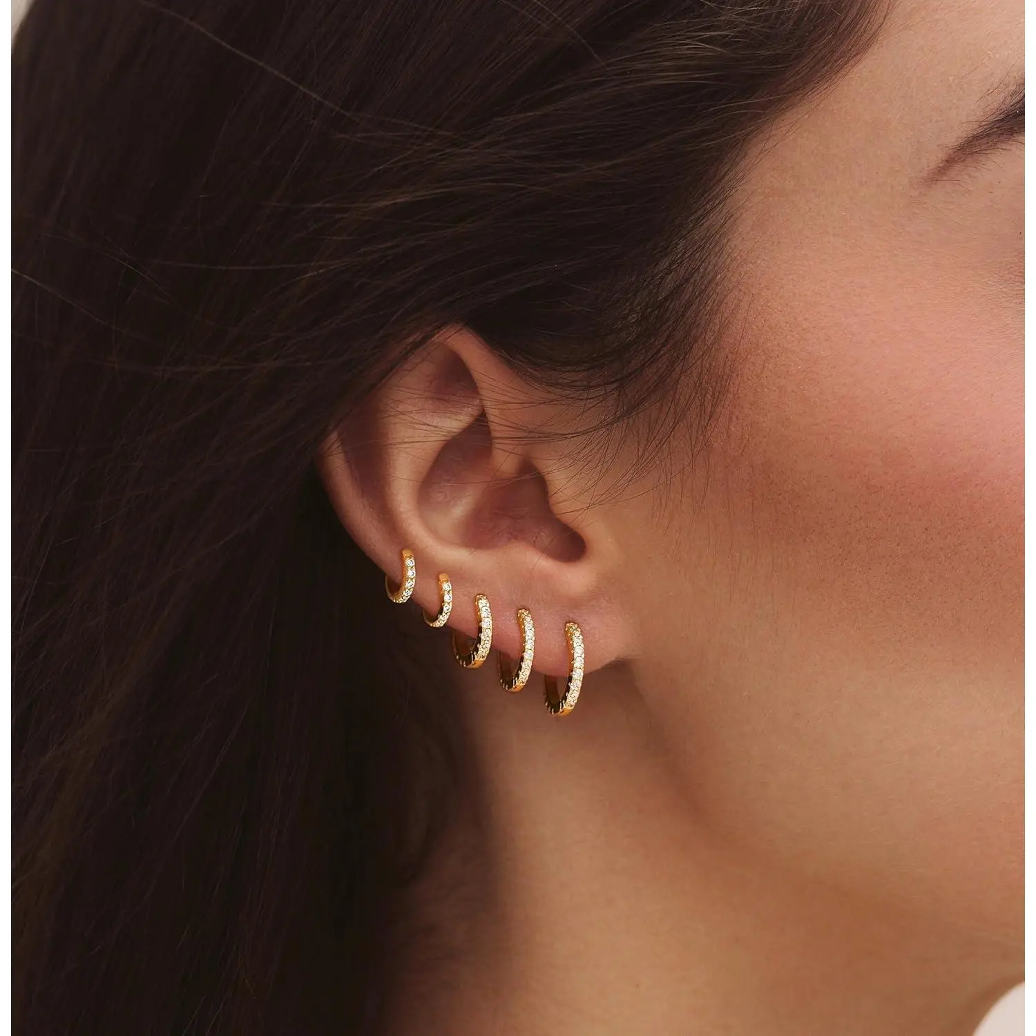 Dearmay 5 Pairs Hoop Earring Sets for Women 14K Gold Plated Earring Stacks Small Earrings Hypoallergenic Waterproof Multiple Cartilage Earring Jewelry Gifts for Girls