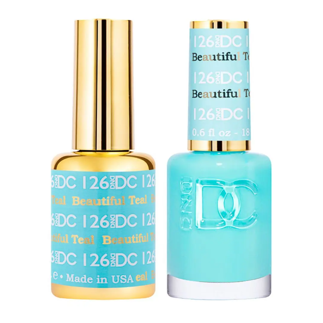 DND DC Gel Nail Polish & Nail Lacquer Duo #126 Beautiful Teal 0.5 floz