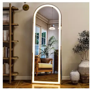 21" x 64" LED Arched Right Angle Full Length Mirror,White