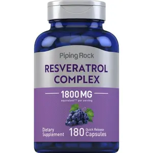 Piping Rock Resveratrol Complex 1800 mg | 180 Capsules | Grape Seed Extract | Non-GMO, Gluten Free Supplement