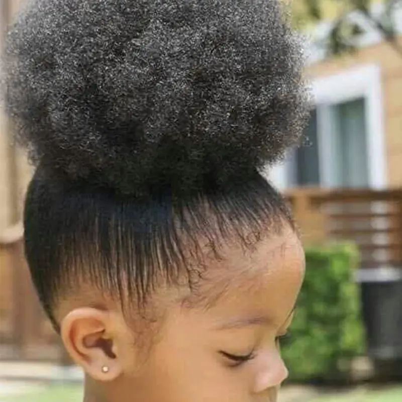 Afro Kinky Coily Bun Hair Drawstring Hair Bun, Natural Fluffy Hair Bun, Synthetic Thick Hair Piece for Women & Girls, Suitable for Daily Use, Curly Hair