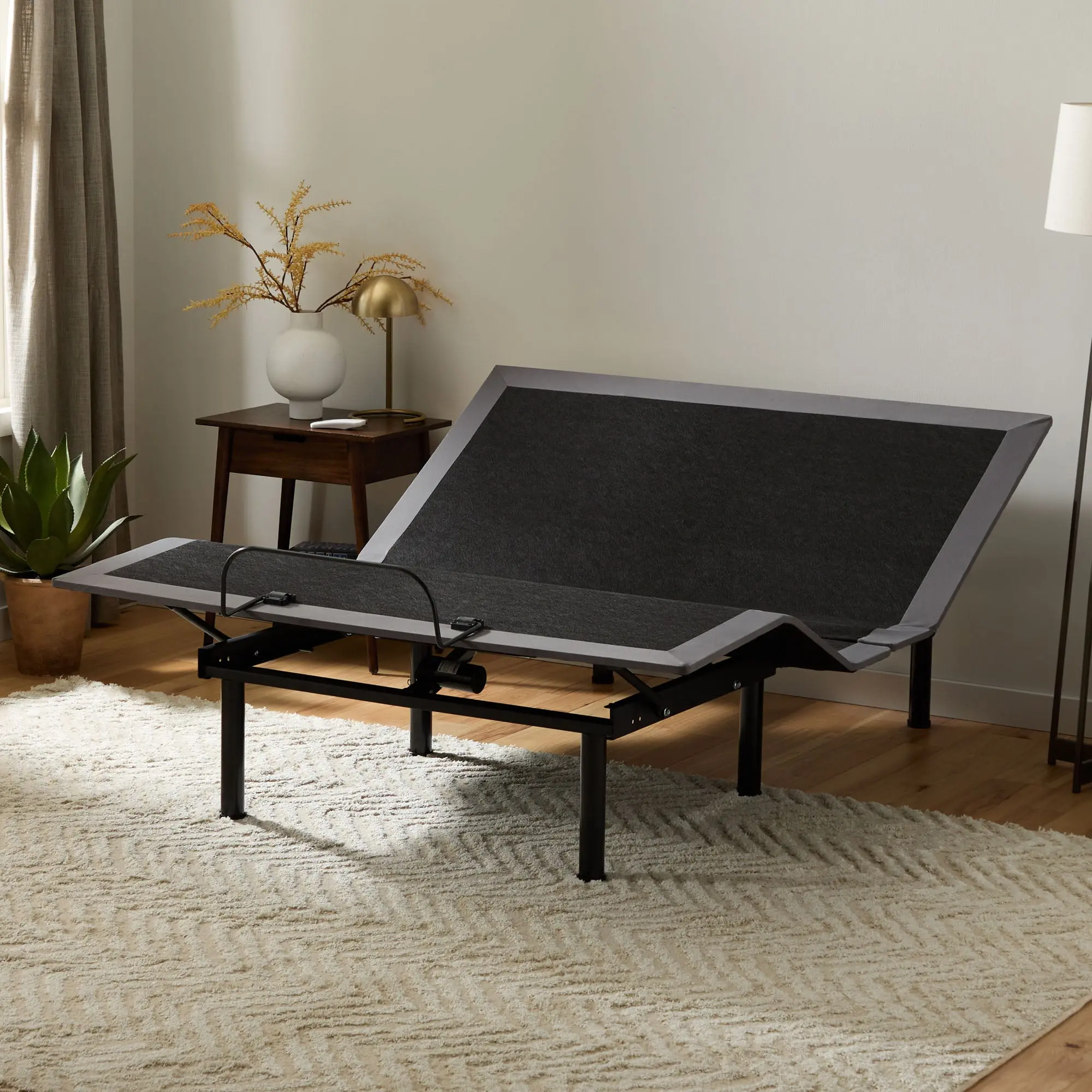 LUCID L150 Rectangular Bedroom Bedframe - Height-Adjustable Indoor Furniture with Separate Head and Foot Adjustable Inclines, Modern Beds