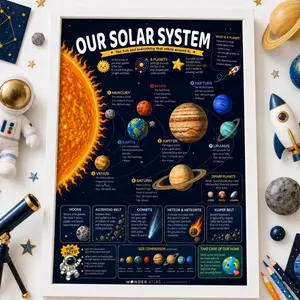 Solar System Educational Poster for Kids | Space Exploration Series (24x36" Large Format)