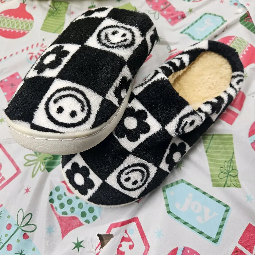 Black Smiley Slippers