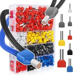750Pcs 8-22 AWG Dual Bootlace Ferrule Kit Wire Ferrules Twin Ferrules Connectors Wire Terminal Connector, Insulated Cord Pin End Terminal Great Assortment Ferrules Kit