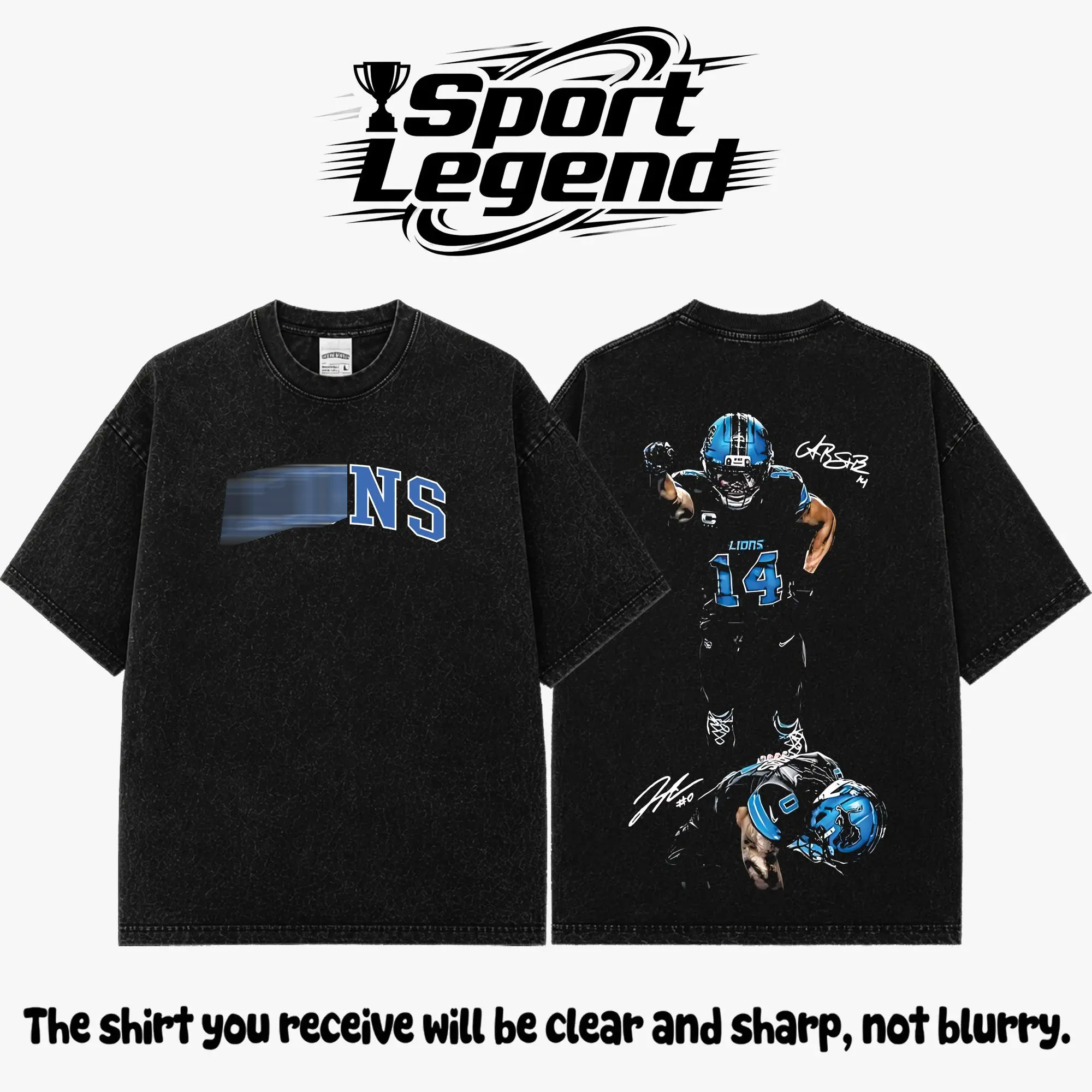 Amon-Ra St. Brown & Jahmyr Gibbs Acid Washed Cotton T-Shirt, Vintage Motor City Football Graphic Tee, Heavyweight Streetwear Shirt, Unisex Game Day Apparel Gift