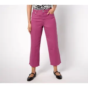 LOGO by Lori Goldstein Regular Wide Leg Crop Jeans