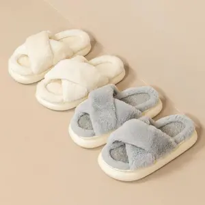 Winter Fuzzy Slippers for Women Flats House Slides Leisure Light Home Slides Fluffy Warm Comfy Indoor Women's Slippers