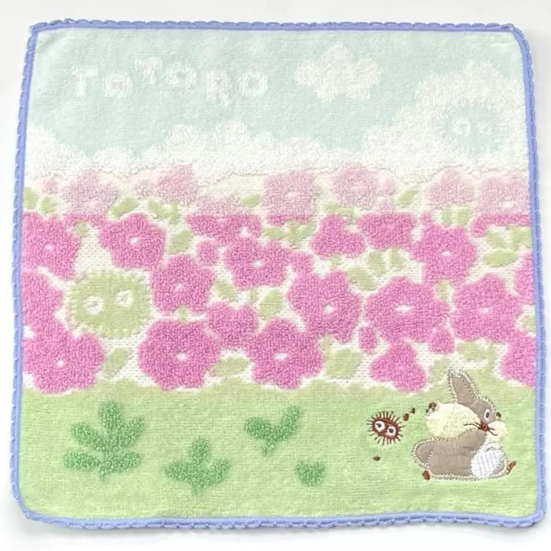 10"x10" Fluffy Soft Decorative Embroidery Cotton Small Towel Purple Flower