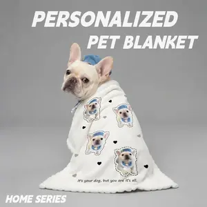 Custom Pet Photo Blanket Personalized Dog & Cat Flannel Throw, Soft Cozy Blanket for Couch Bed, Gift for Pet Lovers