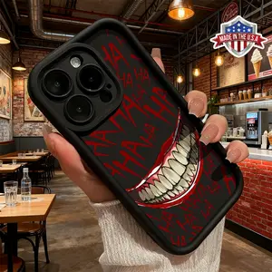 Funny Graffiti Smile Text Pattern Aesthetic Case for iPhone 17 16 15 14 Pro Max 13 12 11 XR XS Plus Air Slim Shockproof Anti Drop Protective Durable TPU Cover