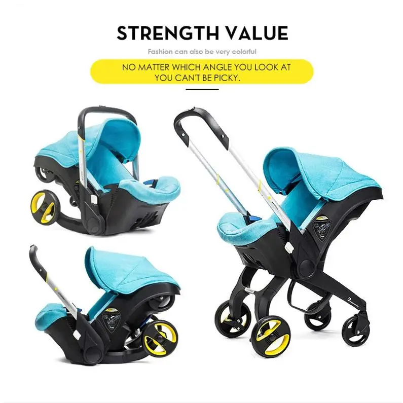 Multifunctional Newborn Stroller Travel System, 3-in-1 Lightweight Folding All-Terrain Stroller with Car Seat Compatibility for Travel