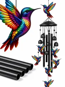 Hummingbird Wind Chimes Outdoor, Rainbow Metal Wind Chime with Bells, Sympathy Memorial Gift for Loss of Loved One, Unique Garden Gifts for Women, Mom, Grandma, Patio Porch Yard Hanging  accessory decor
