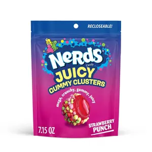 NERDS Juicy Gummy Clusters, Strawberry Punch, Juicy and Gummy Candy, 1 Stand Up Bag, for Snacking and Sharing, 7.15 oz