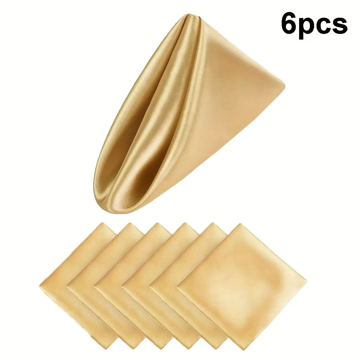 6 Piece Satin Napkins, Smooth Square Wedding Dinner Napkins, Party Napkins, Silk Finish Fabric Napkins for Parties, Restaurants, Holidays, Table Napkins