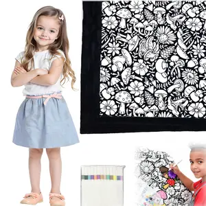 DIY Coloring Blanket for Kids, Double-Sided Soft Fleece Throw, 47x55 Inch Custom Coloring Blanket, Bedroom Decor Birthday Gift for Artistic Kids