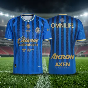 Print Full 25 26 Chivas de Guadalajara 3rd Away Soccer Jersey, Blue Fan Version, Short Sleeve, Quick-Dry Football Shirt, Liga MX Fans Jersey