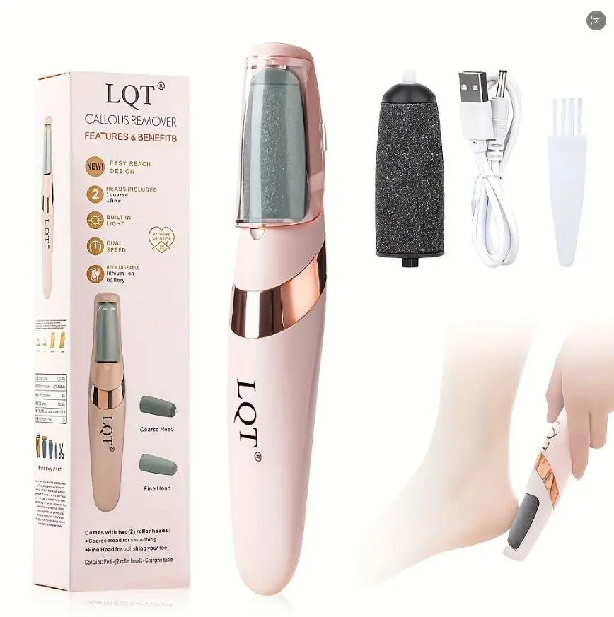 LQT Electric Feet Callus Remover,Portable Electronic Foot File Pedicure Tools,Waterproof Foot Scrubber File,Pedi Foot Care for Dead skin ,  smooth wand Exquisite Gifts for Women(pink)