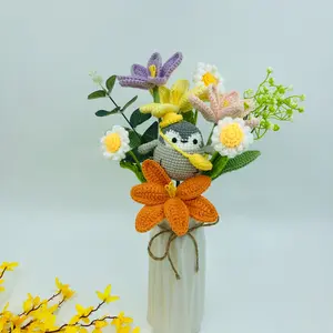 Handmade Tulip Daisy Penguin Home Decor Artificial Flowers, 10pcs Bouquet for Graduation Gift, Father's Day, Mother's Day, Anniversary