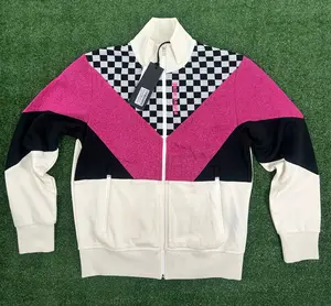 Palm Angels Checkered Track Jacket Black White Fuchsia Size Small