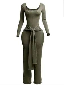 Green Goddess Ribbed Knit Jumpsuit