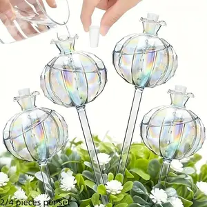 Glass Plant Watering Device, Iridescent Self Watering Insert, Automatic Plant Watering Bulb, Automatic Watering Stakes for Indoor and Outdoor Cactus Plants
