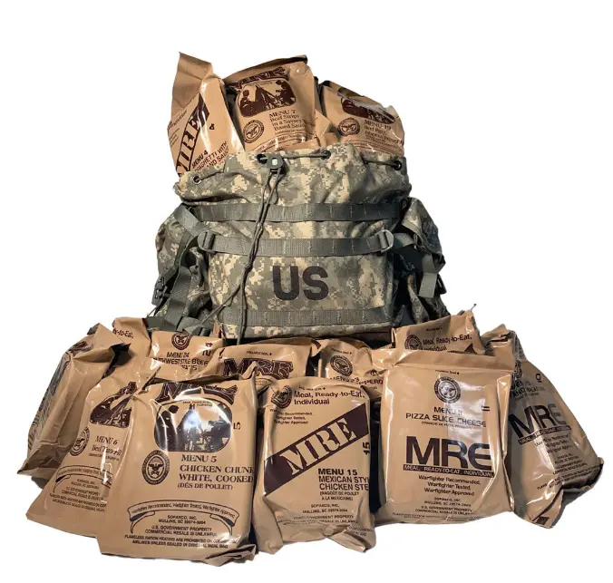 Military MRE Case Inspection Date Feb 2026 or Newer & ACU Ruck Sack - Combo!