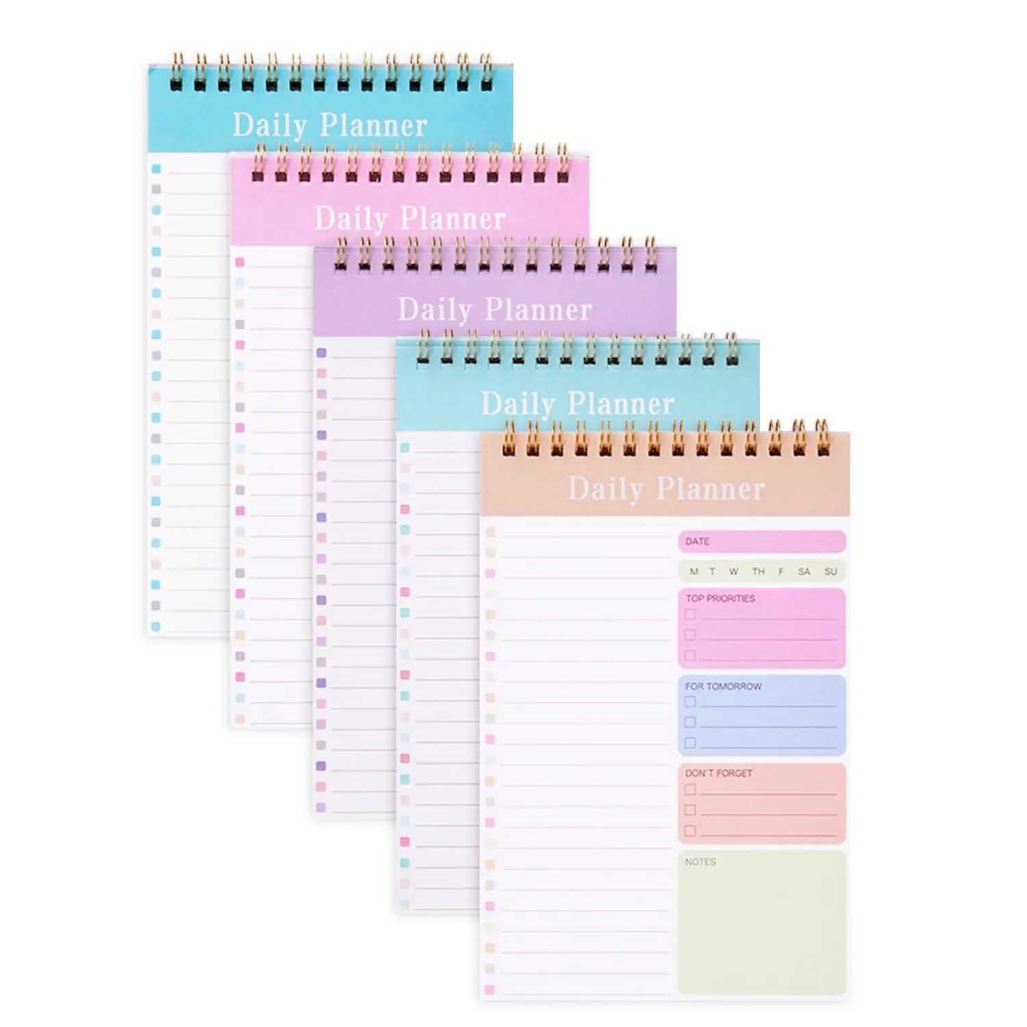 To Do List Notepad, 5 Counts Colorful Daily Planner Notebook, Workout Planner Notepad for Home School Dormitory Office Outdoor Travel, School Supplie