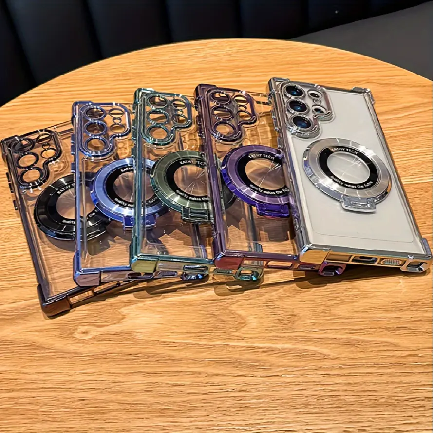 2-piece set - Magnetic plating bracket   phone case, suitable for Samsung Galaxy S25/S24/S23/S22S21/Ultra/Plus/FE /iPhone 16/15/14/13/Pro Max 16 Plus, anti-, shock-resistant electroplated frame protective shell