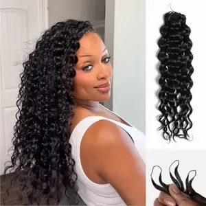 [Style Icon] Crochet Human Hair Pre Looped Afro Kinky V Bulk Natural Curly Hair for Kinky Twist Crochet Braiding Hair Natural Black 56 Gram/Pack