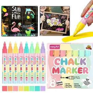 Washable Window Chalk Markers Set – 8 Bright Colors Liquid Chalk Pens, 6mm Wide Tip Car Window Paint Markers for Glass, Mirrors, Chalkboards, Posters & DIY Art