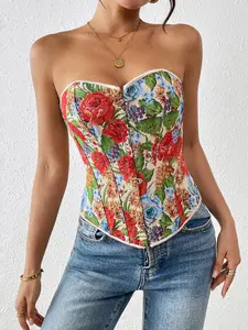 French Court Style Bow Floral Sexy Body Shaping Dress, Fun Tight-Fitting Party Wear, Women's Backless Print Top Outerwear